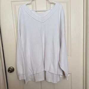 Aerie White V-Neck Sweatshirt